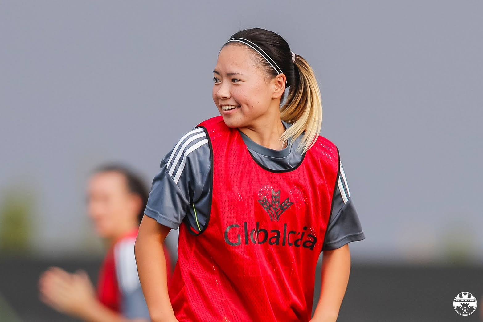 Player smiling during training